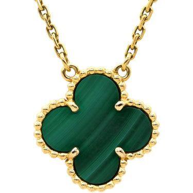 ヴァンクリーフアーペル Van Cleef & Arpels ヴィンテージ アルハンブラ VCARO9VA00 グリーン×イエローゴールド K18YG マラカイト ネックレス Au750 18K YG 緑 マラカイト マット