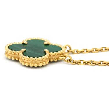 ヴァンクリーフアーペル Van Cleef & Arpels ヴィンテージ アルハンブラ VCARO9VA00 グリーン×イエローゴールド K18YG マラカイト ネックレス Au750 18K YG 緑 マラカイト マット