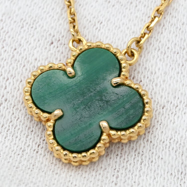 ヴァンクリーフアーペル Van Cleef & Arpels ヴィンテージ アルハンブラ VCARO9VA00 グリーン×イエローゴールド K18YG マラカイト ネックレス Au750 18K YG 緑 マラカイト マット