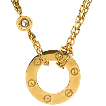カルティエ Cartier ラブ サークル 2Pダイヤ B7224509 ピンクゴールド K18PG ダイヤモンド ネックレス 18金 750PG Wチェーン