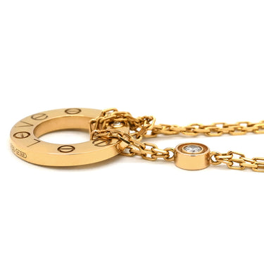 カルティエ Cartier ラブ サークル 2Pダイヤ B7224509 ピンクゴールド K18PG ダイヤモンド ネックレス 18金 750PG Wチェーン