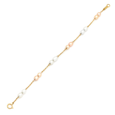 タサキ TASAKI バロックパール パールホワイト×ピンク×イエローゴールド K18YG パール ブレスレット TASAKI 18K 750YG 真珠 白 ピンク