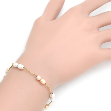 タサキ TASAKI バロックパール パールホワイト×ピンク×イエローゴールド K18YG パール ブレスレット TASAKI 18K 750YG 真珠 白 ピンク
