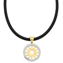 ブルガリ BVLGARI トンド サン チョーカー イエローゴールド×シルバー K18YG ステンレススチール レザー ネックレス K18 750 YG SS 太陽モチーフ