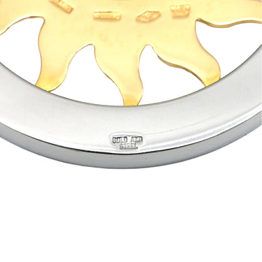 ブルガリ BVLGARI トンド サン チョーカー イエローゴールド×シルバー K18YG ステンレススチール レザー ネックレス K18 750 YG SS 太陽モチーフ