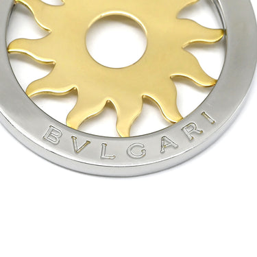 ブルガリ BVLGARI トンド サン チョーカー イエローゴールド×シルバー K18YG ステンレススチール レザー ネックレス K18 750 YG SS 太陽モチーフ