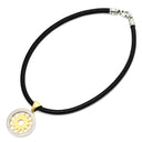 ブルガリ BVLGARI トンド サン チョーカー イエローゴールド×シルバー K18YG ステンレススチール レザー ネックレス K18 750 YG SS 太陽モチーフ