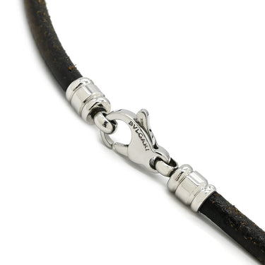 ブルガリ BVLGARI トンド サン チョーカー イエローゴールド×シルバー K18YG ステンレススチール レザー ネックレス K18 750 YG SS 太陽モチーフ レザーストラップ