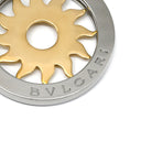 ブルガリ BVLGARI トンド サン チョーカー イエローゴールド×シルバー K18YG ステンレススチール レザー ネックレス K18 750 YG SS 太陽モチーフ レザーストラップ