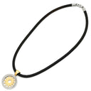 ブルガリ BVLGARI トンド サン チョーカー イエローゴールド×シルバー K18YG ステンレススチール レザー ネックレス K18 750 YG SS 太陽モチーフ レザーストラップ