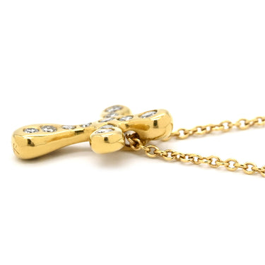 ティファニー Tiffany & Co ドッツクロス ダイヤ イエローゴールド K18YG ダイヤモンド ネックレス エルサ ペレッティ18K 750 十字架