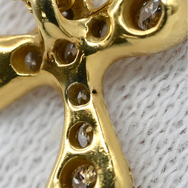 ティファニー Tiffany & Co ドッツクロス ダイヤ イエローゴールド K18YG ダイヤモンド ネックレス エルサ ペレッティ18K 750 十字架