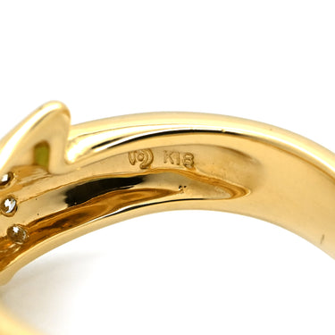 タサキ TASAKI ペリドット ダイヤモンド グリーン×イエローゴールド K18YG ペリドット ダイヤモンド リング 指輪 緑 18K 750 YG 三角形 17号