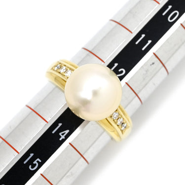 タサキ TASAKI 南洋パール ダイヤ イエローゴールド K18YG パール ダイヤモンド リング 指輪 大粒 10.6mm TASAKI Au750 18K 18金 YG 13号