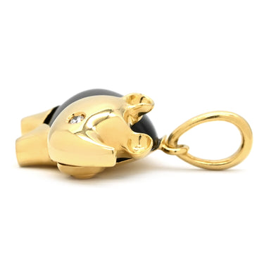 ダミアーニ DAMIANI サイモチーフ ブラック×イエローゴールド K18YG オニキス ダイヤモンド ペンダントトップ 750 18金 YG オニキス ダイヤ ネックレストップ