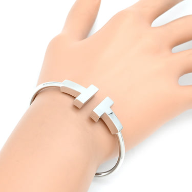 ティファニー Tiffany & Co Tワイヤー ラージサイズ ホワイトゴールド K18WG ブレスレット T&Co. Au750 18K バングル