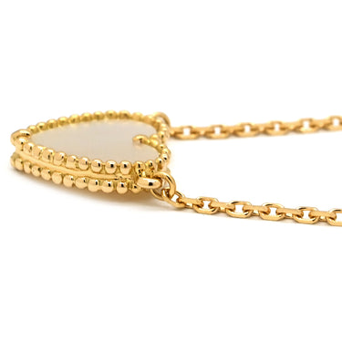 ヴァンクリーフアーペル Van Cleef & Arpels ラッキーアルハンブラ ハート ペンダント パールホワイト×イエローゴールド K18YG マザーオブパール ネックレス 18K 750 YG