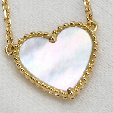 ヴァンクリーフアーペル Van Cleef & Arpels ラッキーアルハンブラ ハート ペンダント パールホワイト×イエローゴールド K18YG マザーオブパール ネックレス 18K 750 YG