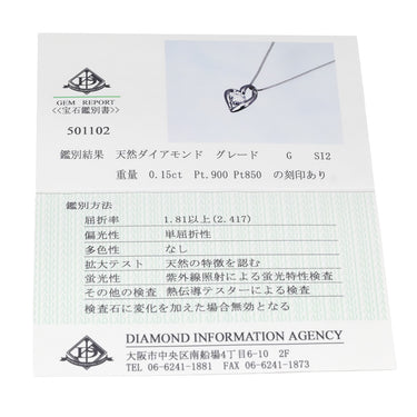 ノンブランド NON BRAND ハートモチーフ ダイヤモンド 0.15ct プラチナシルバー Pt900 ダイヤモンド ペンダントトップ 1P 1粒 1石 ネックレストップ プラチナ900