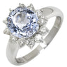 ノンブランド NON BRAND サファイア 3.27ct ダイヤモンド ライトブルー×プラチナシルバー Pt900 サファイア ダイヤモンド リング 指輪 青 プラチナ Pt900 オーバルカット 大粒 ヘイローデザイン 16号