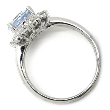 ノンブランド NON BRAND サファイア 3.27ct ダイヤモンド ライトブルー×プラチナシルバー Pt900 サファイア ダイヤモンド リング 指輪 青 プラチナ Pt900 オーバルカット 大粒 ヘイローデザイン 16号