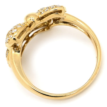 ノンブランド NON BRAND ダイヤモンド 0.58ct リボンモチーフ イエローゴールド K18YG ダイヤモンド リング 指輪 18K 750 YG 蝶 デザインリング 11.5号