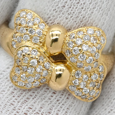 ノンブランド NON BRAND ダイヤモンド 0.58ct リボンモチーフ イエローゴールド K18YG ダイヤモンド リング 指輪 18K 750 YG 蝶 デザインリング 11.5号