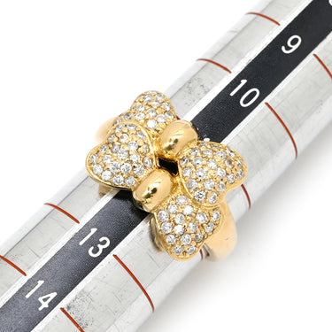 ノンブランド NON BRAND ダイヤモンド 0.58ct リボンモチーフ イエローゴールド K18YG ダイヤモンド リング 指輪 18K 750 YG 蝶 デザインリング 11.5号