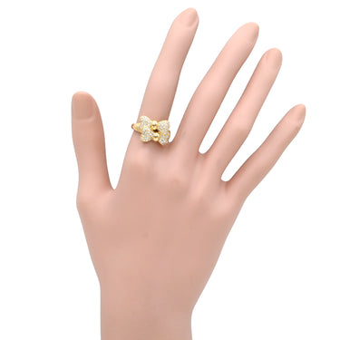 ノンブランド NON BRAND ダイヤモンド 0.58ct リボンモチーフ イエローゴールド K18YG ダイヤモンド リング 指輪 18K 750 YG 蝶 デザインリング 11.5号