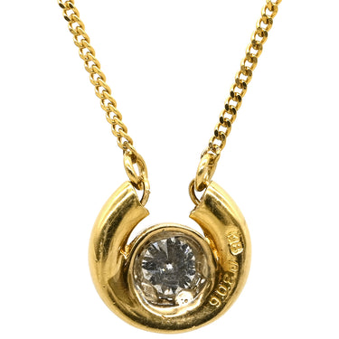ノンブランド NON BRAND ダイヤモンド 0.306ct イエローゴールド K18YG ダイヤモンド ネックレス Au750 18K 18金 1P 1石 1粒
