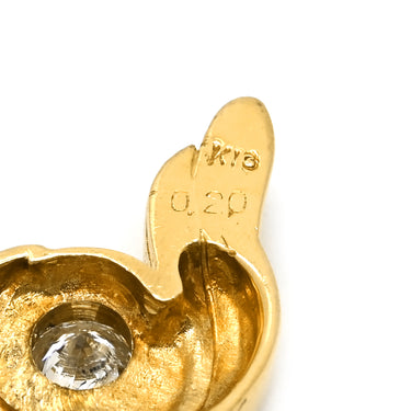ノンブランド NON BRAND ソリティア ダイヤモンド イエローゴールド K18YG ダイヤモンド ペンダントトップ Au750 18K 18金 1P 1石 1粒 ウイング 翼モチーフ 流線型 ラウンド