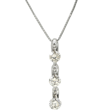 ノンブランド NON BRAND トリロジー ダイヤモンド ホワイトゴールド K18WG ダイヤモンド ネックレス Au750 18K 18金 3石 3粒 スイング ダンシング ベネチアン レーザーホール
