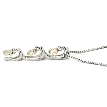 ノンブランド NON BRAND トリロジー ダイヤモンド ホワイトゴールド K18WG ダイヤモンド ネックレス Au750 18K 18金 3石 3粒 スイング ダンシング ベネチアン レーザーホール