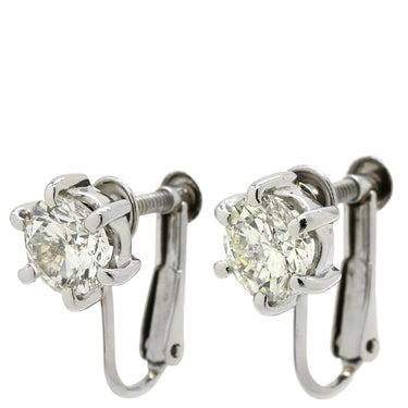 ノンブランド NON BRAND トータル3.0ct ダイヤモンド プラチナシルバー Pt900 ダイヤモンド イヤリング Pt900 プラチナ 6本爪 1P 1石 1粒 大粒 両耳用 ネジバネ式