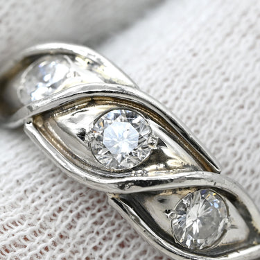 ノンブランド NON BRAND ダイヤモンド 1.06ct デザインリング プラチナシルバー Pt900 ダイヤモンド リング 指輪 プラチナ900 トルサード ツイスト 5石 5P ラウンドブリリアント 16号
