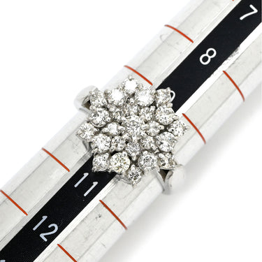 ノンブランド NON BRAND ダイヤモンド 1.07ct フラワーモチーフ プラチナシルバー Pt900 ダイヤモンド リング 指輪 プラチナ900 花 ラウンドブリリアント 10号