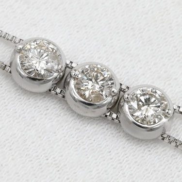 ノンブランド NON BRAND トリロジー ダイヤモンド ホワイトゴールド K18WG ダイヤモンド ネックレス Au750 18K 18金 3石 3粒 縦ライン ロング Y字 ベネチアンチェーン