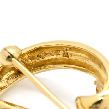 ノンブランド NON BRAND ダイヤ 0.60ct イエローゴールド K18YG ダイヤモンド ブローチ Au750 18K YG フラワー 曲線デザイン マーキスカット 5石