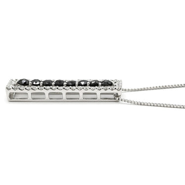 ノンブランド NON BRAND ダイヤ 0.90ct デザインペンダント ブラック×ホワイトゴールド K18WG ダイヤモンド ネックレス 18K 18金 750 WG ブラックダイヤ バー