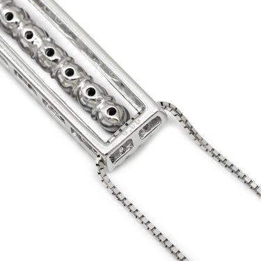 ノンブランド NON BRAND ダイヤ 0.90ct デザインペンダント ブラック×ホワイトゴールド K18WG ダイヤモンド ネックレス 18K 18金 750 WG ブラックダイヤ バー