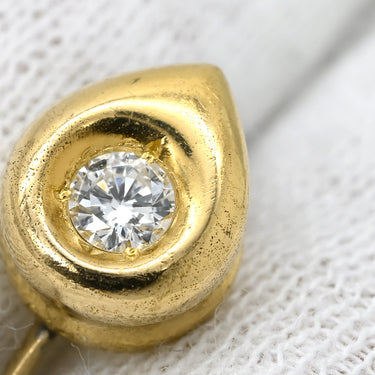ノンブランド NON BRAND ソリティア ダイヤモンド イエローゴールド K18YG ダイヤモンド イヤリング Au750 18K 18金 雫 しずくモチーフ ティアドロップ 涙型 1P 1石 1粒 ネジ式