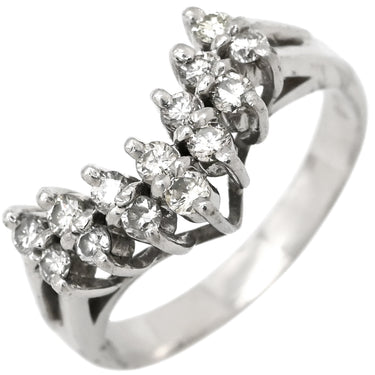 ノンブランド NON BRAND ダイヤモンド 0.45ct デザインリング プラチナシルバー Pt900 ダイヤモンド リング 指輪 プラチナ900 V字 Vライン ラウンドブリリアント 8号