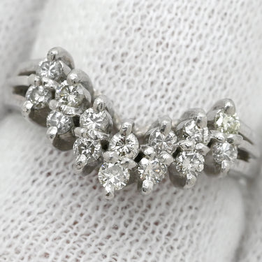 ノンブランド NON BRAND ダイヤモンド 0.45ct デザインリング プラチナシルバー Pt900 ダイヤモンド リング 指輪 プラチナ900 V字 Vライン ラウンドブリリアント 8号