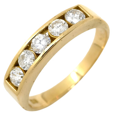 ノンブランド NON BRAND ダイヤ 0.304ct 一文字リング イエローゴールド K18YG ダイヤモンド リング 指輪 18K 750 YG 5石 5粒 1列 ラウンドブリリアント 7.5号