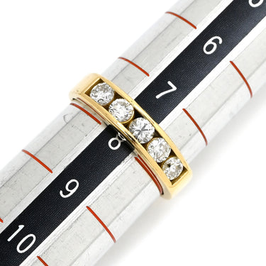 ノンブランド NON BRAND ダイヤ 0.304ct 一文字リング イエローゴールド K18YG ダイヤモンド リング 指輪 18K 750 YG 5石 5粒 1列 ラウンドブリリアント 7.5号