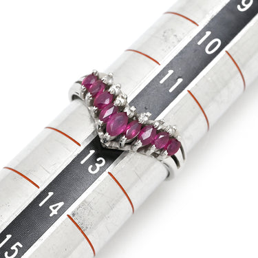 ノンブランド NON BRAND ルビー ダイヤモンド 0.68ct デザインリング プラチナシルバー Pt900 ルビー ダイヤモンド リング 指輪 プラチナ900 V字 Vライン マーキスカット 12号