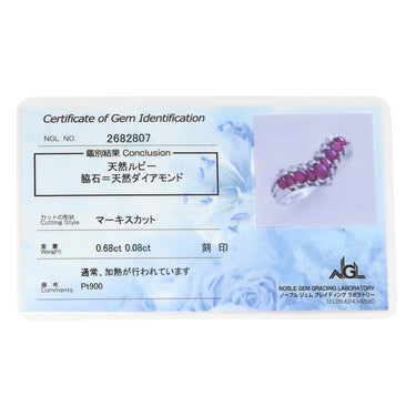 ノンブランド NON BRAND ルビー ダイヤモンド 0.68ct デザインリング プラチナシルバー Pt900 ルビー ダイヤモンド リング 指輪 プラチナ900 V字 Vライン マーキスカット 12号
