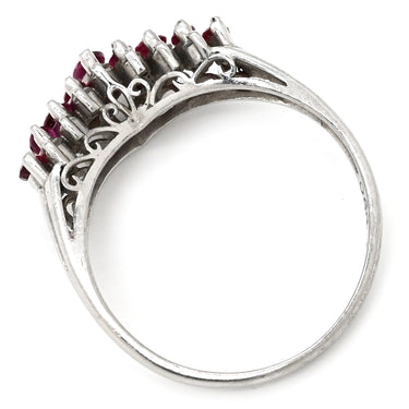 ノンブランド NON BRAND ルビー ダイヤモンド 0.68ct デザインリング プラチナシルバー Pt900 ルビー ダイヤモンド リング 指輪 プラチナ900 V字 Vライン マーキスカット 12号