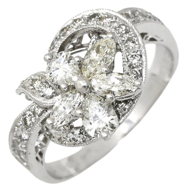 ノンブランド NON BRAND ダイヤモンド 1.02ct フラワーモチーフ プラチナシルバー Pt900 ダイヤモンド リング 指輪 プラチナ900 花 デザインリング 12号