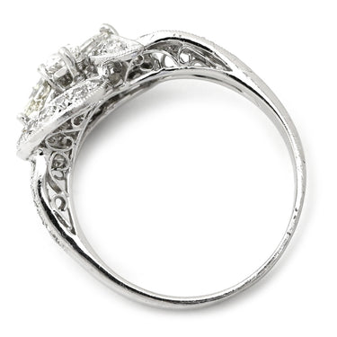 ノンブランド NON BRAND ダイヤモンド 1.02ct フラワーモチーフ プラチナシルバー Pt900 ダイヤモンド リング 指輪 プラチナ900 花 デザインリング 12号